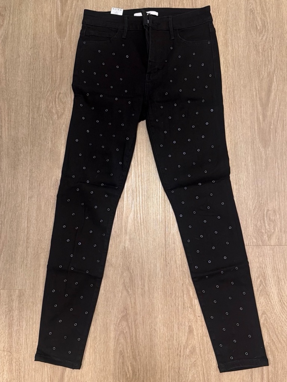Sam Edelman Black Skinny Jeans with Silver Eyelets